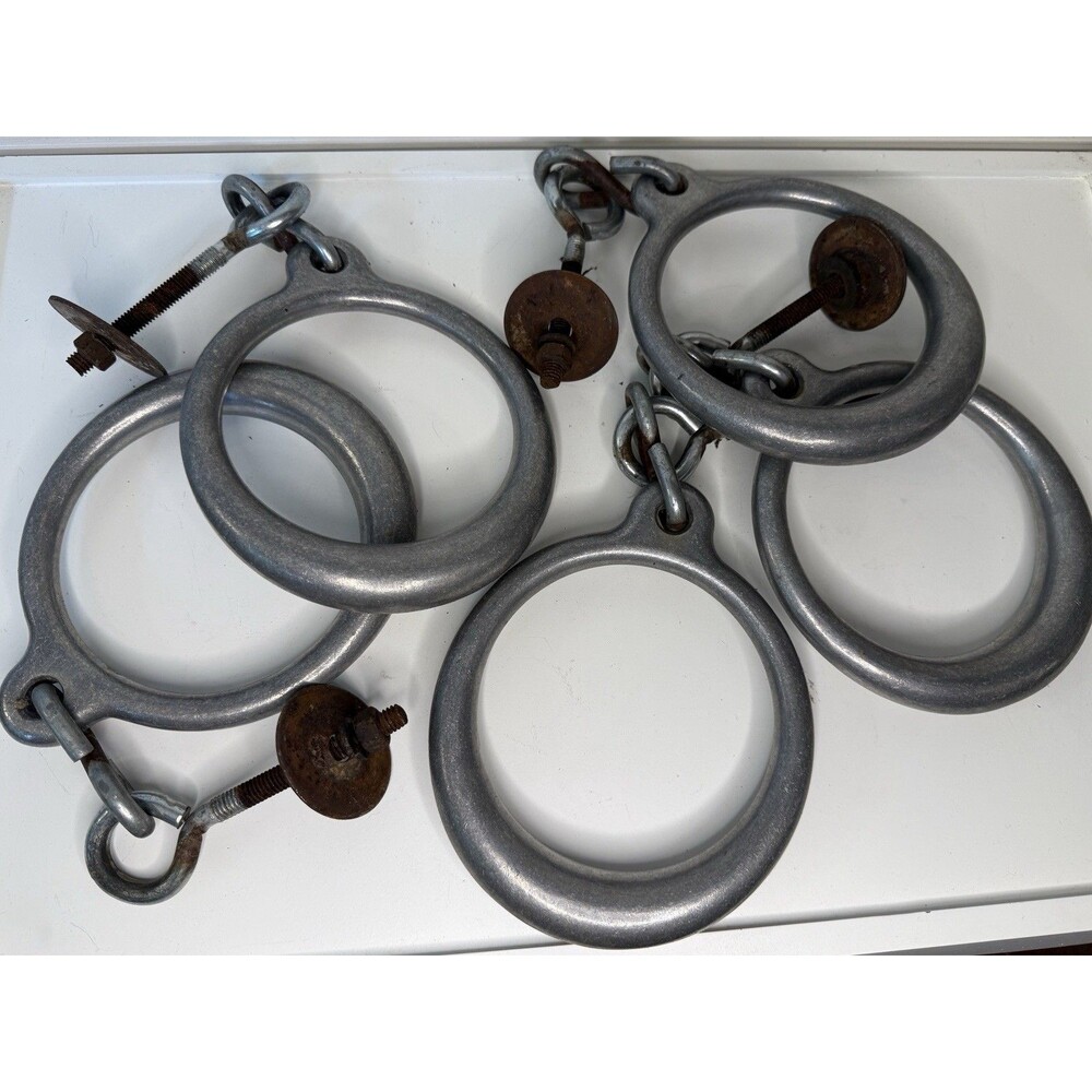 Set of 5 Metal Trapeze Rings Swing Set Playground Gym Rings Replacement Parts
